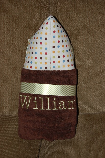 Monogrammed Polka Dots and Brown Minky Dot Hooded Towel Monogrammed Polka Dots and Brown Minky Dot Hooded Towel
