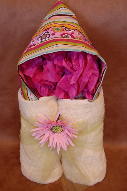 Stripes and Flowers - Boutique Hooded Baby Towel Stripes and Flowers - Boutique Hooded Baby Towel