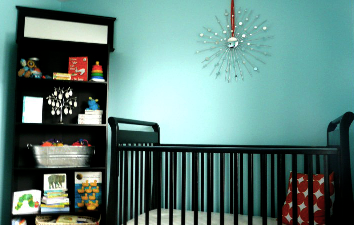 bright blue modern nursery