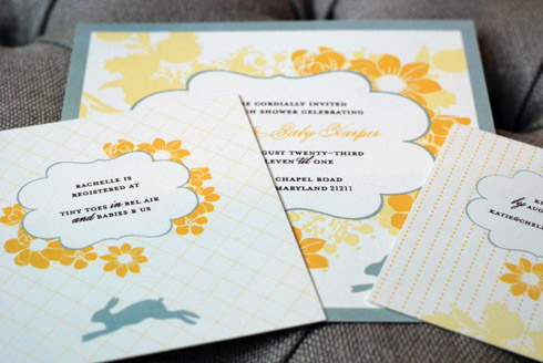 yellow gray baby shower invitations