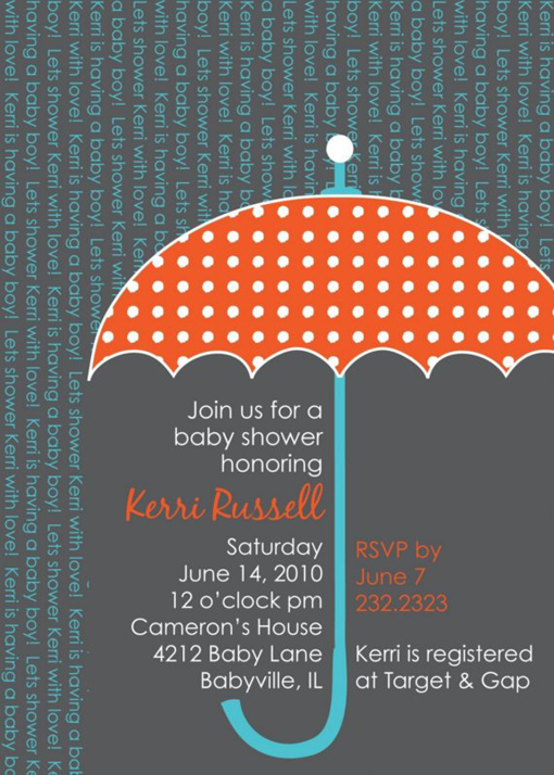 cute printable baby shower invite umbrella