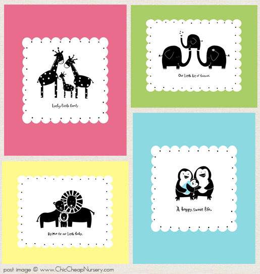 cute animal families wall art