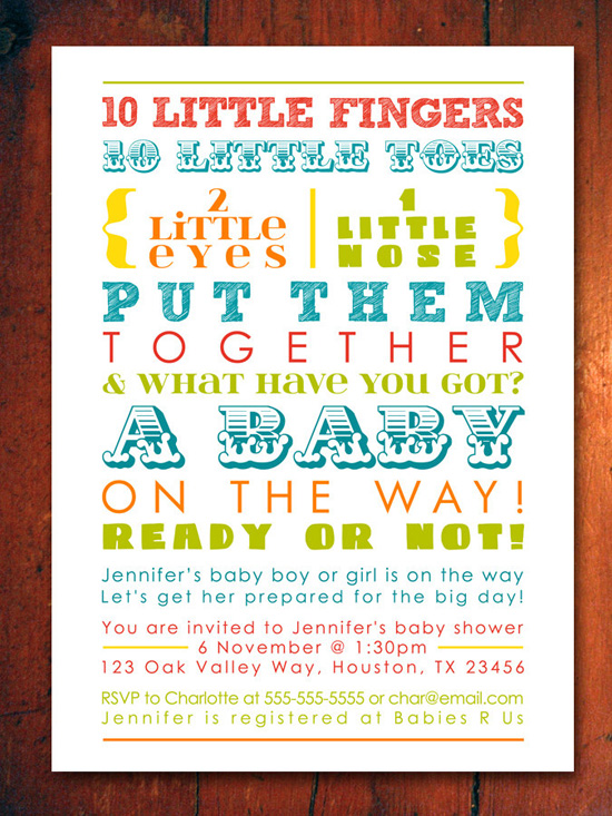 Fontastic Baby Shower Invitation Modern Circus