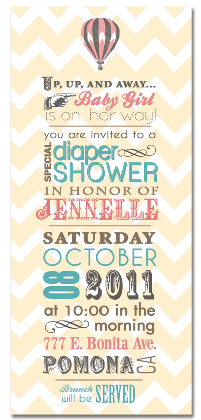 chevron zigzag air balloon printable baby shower invite